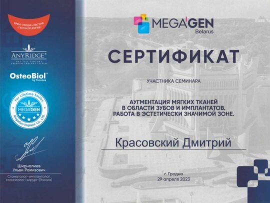 Сертификат Красовского 2023