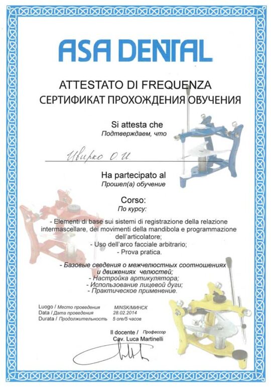 Сертификат Цвирко.